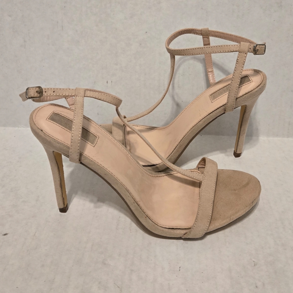 FOREVER 21 - NUDE FAUX SUEDE STRAPPY SANDALS